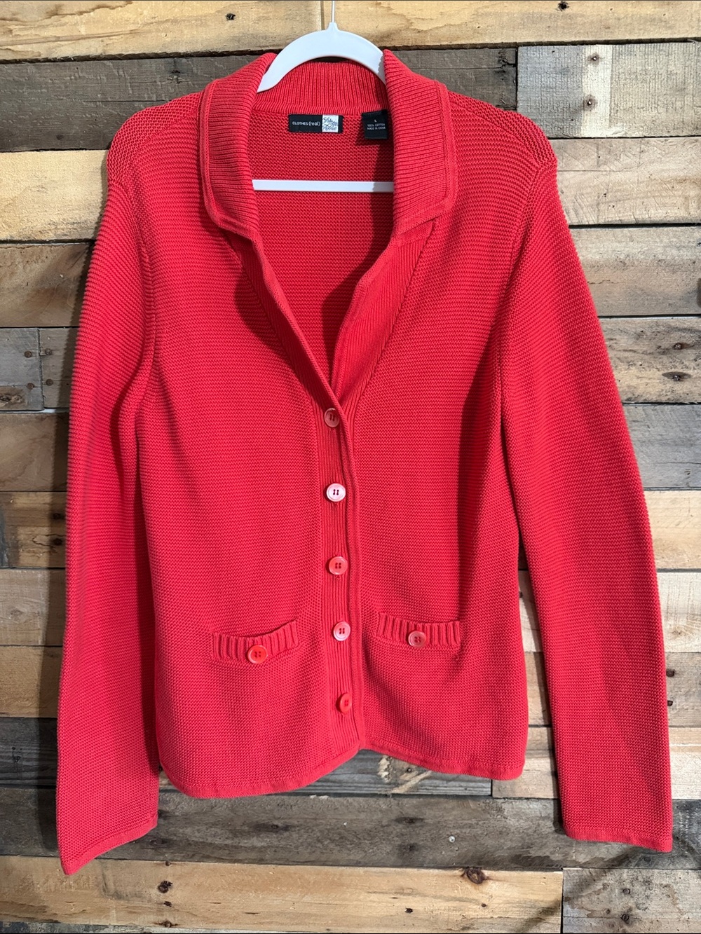 Christopher & Banks Coral-Red Button Front Cardigan